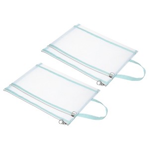 Unique Bargains Nylon Document Office Supply Zip Pouch with Handle 2 Pcs - 1 of 4