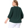 Agnes Orinda Women's Plus Size Chiffon Tie Round Neck  3/4 Sleeve Elegant Work Blouses - 4 of 4