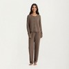 Anna-Kaci Lounge Women's 3-Piece Pajama Set with Ribbed Tank Top Long Sleeve Button Cardigan and Relaxed Fit Pants - 3 of 4