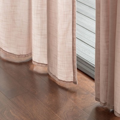 Tan Semi-Sheer Polyester Window Curtain Panels, 52 x 63 Inches