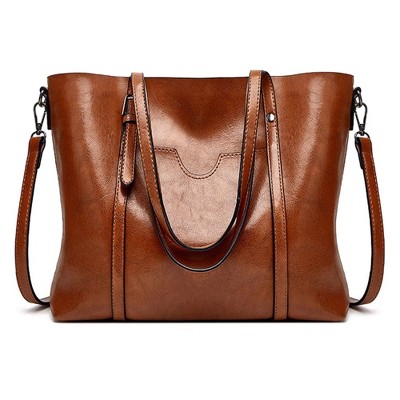 DOMETOUR Shoulder Bags Handbags for Women, Large Ladies Bag Purse Leather Tote Bag Handle Satchel Bags, Brown