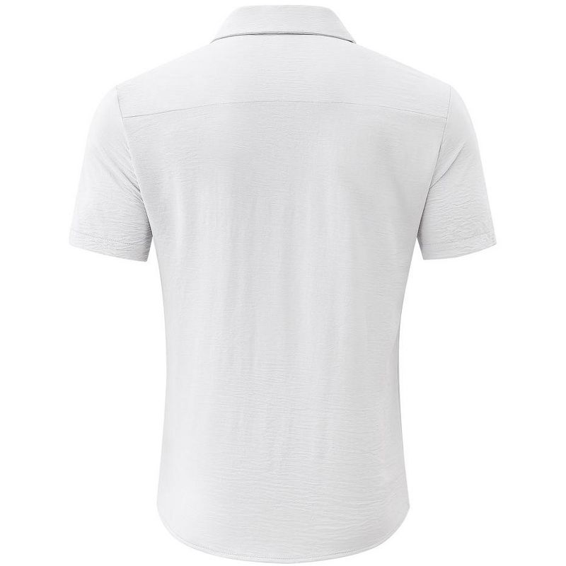 Men's Casual Cuban Shirts Silk Like Short Sleeve Button Down Shirt, 3 of 6
