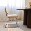 FONTOI Dining Chairs Set of 2, Rattan Side Accent Chairs with Chrome Legs, Upholstered Dining Chairs for Kitchen, Champagne, 17.5"*33.1"*20.9" - 4 of 4
