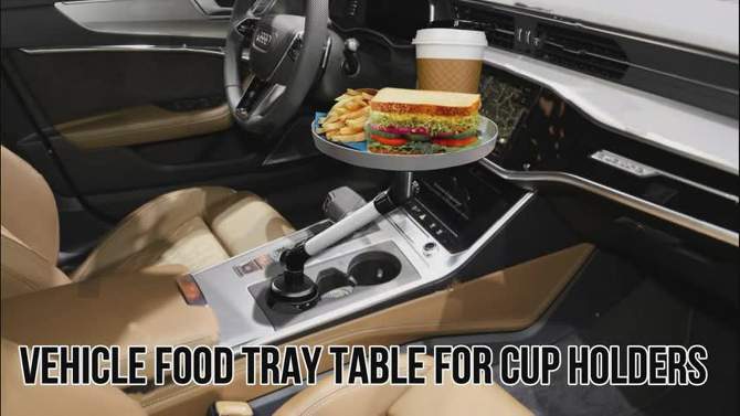 Zone Tech Car Cup Holder Swivel Tray and Storage Bin - 360-Degree Swivel Tray and Storage Bin – Vehicle Food Tray Table for Cup Holders, 2 of 8, play video