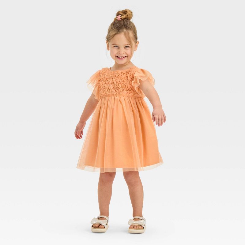 Toddler Girls' Tulle Dress - Cat & Jack™ Peach, 4 of 7