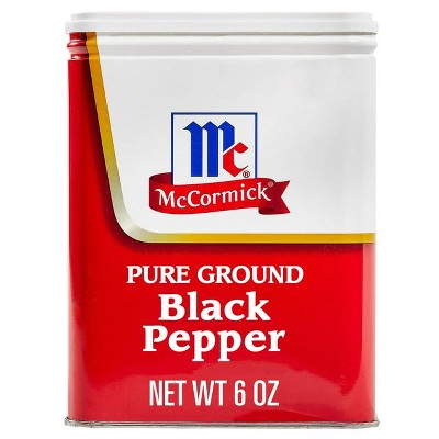 McCormick Pure Ground Black Pepper, 6 oz Can, Pack of 4