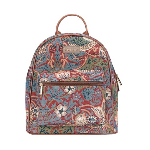 Signare USA William Morris Strawberry Thief Red Daypack Backpack
