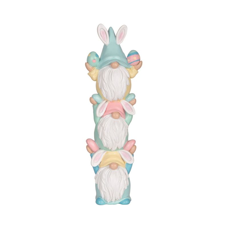 Transpac Resin 10" White Easter Stacked Easter Gnome Decor, 1 of 5