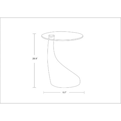 Tiny Orange Glass Top Round Accent Table