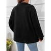 Women's Plus Size Loose Polo V Neck Long Sleeve T Shirts Tops Collared Ribbed Brushed Top Sweater Casual - 4 of 4