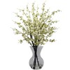 Nearly Natural Cherry Blossoms with Vase Arrangement, White - 4 of 4