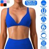 NPolar "Women’s Deep V-Neck Sports Bra with U-Shaped Open Back, Padded Strappy Crop Top for Yoga & Gym" Blue Size L - 4 of 4