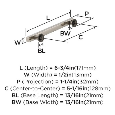 Satin Nickel 5-1/16 Inch Modern Cabinet Pull