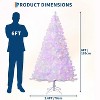 Pre-Lit Artificial Christmas Tree, Snow-Frosted Pine, Foldable Metal Base, Holiday Home Office Decor, Pink - 2 of 4