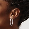 Black Bow Jewelry 2.5mm, Satin, Diamond Cut Sterling Silver Hoops - 30mm (1 1/8 Inch) - 3 of 4