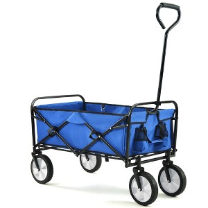 Kumasinova Heavy-Duty Folding Utility Wagon with Side Storage Pockets, Adjustable Handle & All-Terrain Wheels for Outdoor,Garden,Beach,Camping,Blue - 1 of 4
