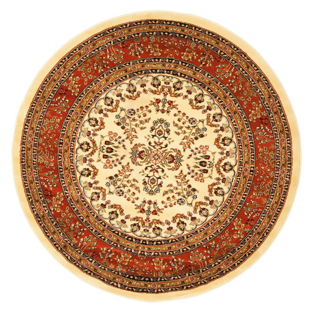 5'3in Floral Loomed Round Area Rug Ivory/Rust - Safavieh