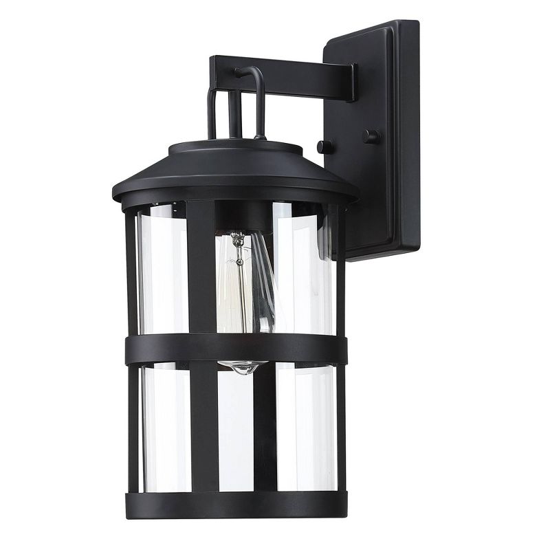 Glass Outdoor Wall Light Black - Wellfor: Weather-Resistant, Retro-Inspired, E26 Bulb Compatible, All-Weather Design, Rust-Resistant Aluminum Base, 1 of 9