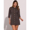 INSPIRE CHIC Women's 3/4 Sleeve Button Down Denim Shirt Dress - 3 of 4