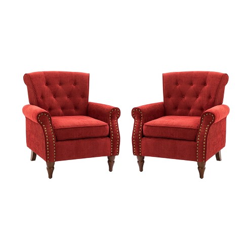 Red accent chairs set best sale of 2