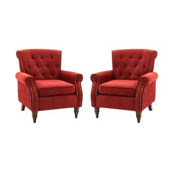 Set of 2 Galatea Wooden Upholstered Accent Armchair with Nailhead Trim | ARTFUL LIVING DESIGN