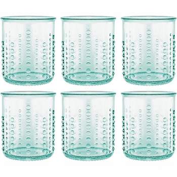 Amici Home Italian Recycled Green Urchin Double Old Fashioned Glasses, Drinking Glassware with Green Tint, Hobnail Design, Set of 6,12-Ounce