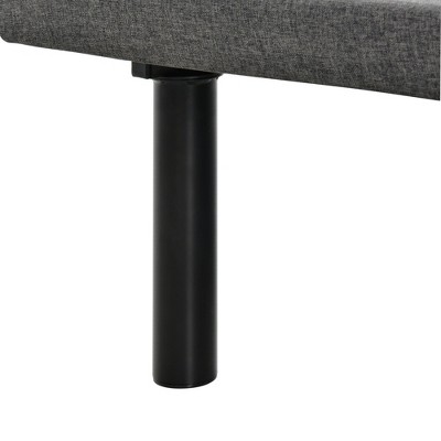 Twin XL Black Adjustable Metal Bed Frame with Upholstered Headboard