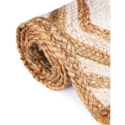 Handmade Ivory and Brown Geometric Cotton Area Rug