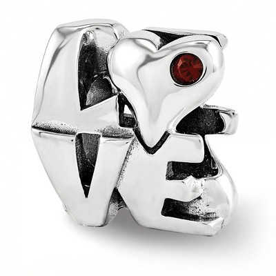Black Bow Jewelry Sterling Silver with Red Crystals LOVE Script Bead Charm