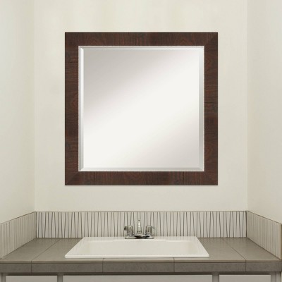 Wildwood Brown and Silver Narrow Framed Rectangular Bathroom Mirror
