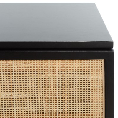Black and Natural Rattan 3-Drawer Chest