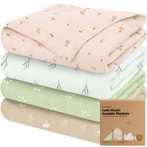 KeaBabies 4pk Muslin Swaddle Blankets for Baby Boys, Girls - Organic Baby Blankets, Swaddles for Newborns - 1 of 4