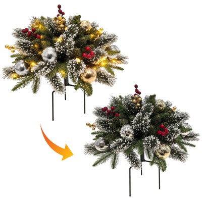 2 Pack 20Inch Artificial Christmas Tree, Small Christmas Tree with Ground Stake & Lamp Beads, Xmas Trees Decoration for Holiday Party Decor