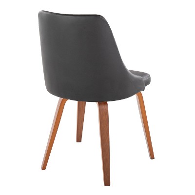 High Back Black Faux Leather Walnut Wood Side Chair