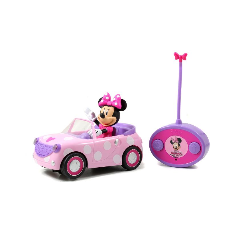 Jada Toys Disney Junior RC Minnie Bowtique Roadster Remote Control Vehicle 7&#34; Pink with White Polka Dots, 1 of 7