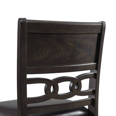Walnut Finish Faux Leather Upholstered Counter Stools, Set of 2