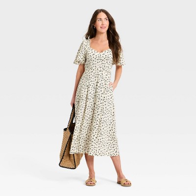 Women's Flutter Sleeve Belted Midi Dress - A New Day