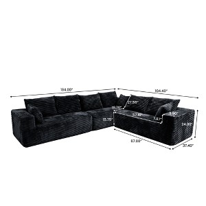 WJSHome 134 Inch Modular Sectional Cloud Couches, Upholstered Deep Seat Boneless Sofa for Living Room - 1 of 4