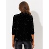 Allegra K Women's Open Front Collarless 3/4 Sleeve Sequin Velvet Jacket - 4 of 4