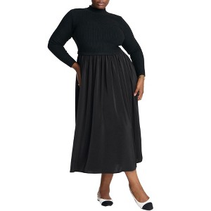 ELOQUII Elements Mockneck Twofer Midi Dress - 1 of 2