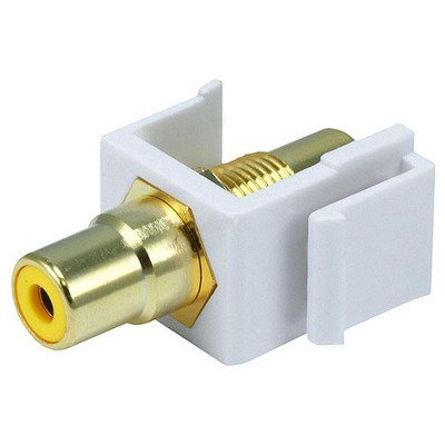 Monoprice Modular RCA Coupler Keystone Jack  - White With Yellow Center