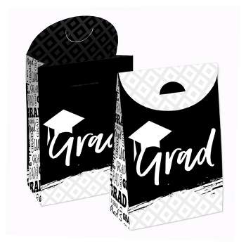 Big Dot of Happiness Black and White Grad Best is Yet to Come Graduation Gift Favor Bags Party Goodie Boxes Set of 12
