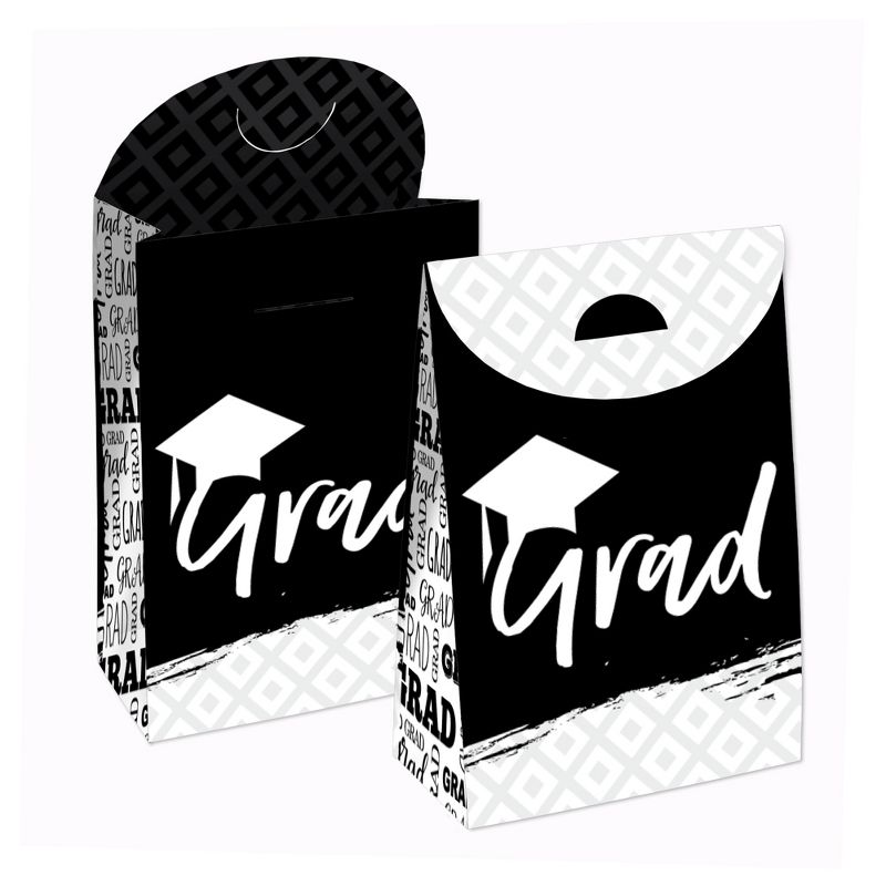 Big Dot of Happiness Black and White Grad Best is Yet to Come Graduation Gift Favor Bags Party Goodie Boxes Set of 12, 1 of 9