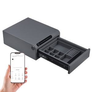 UNISOAR Biometric Fingerprint Jewelry Safe Home Leather Wrapped Slide-Away Drawer Digital Keypad & Fingerprint Lock - 1 of 4