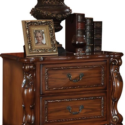 32" Cherry Oak Traditional 2-Drawer Nightstand