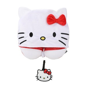 Hello Kitty Character Face 2-Pack Hooded Neck Pillow & Luggage Tag Set - 1 of 4