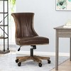 PU Leather Swivel Office Chair with Rubberwood Frame,Adjustable Height,Rolling Caster Office Chair for Home Conference Room-Coolbibila - 2 of 4