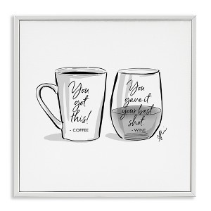 Stupell Industries Funny Coffee & Wine Phrase Framed Giclee Art, White, 12" x 12" - 1 of 4