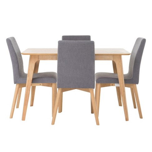 50" 5pc Orrin Dining Set Natural Oak/Dark Gray - Christopher Knight Home: Mid-Century, Upholstered Chairs - image 1 of 4