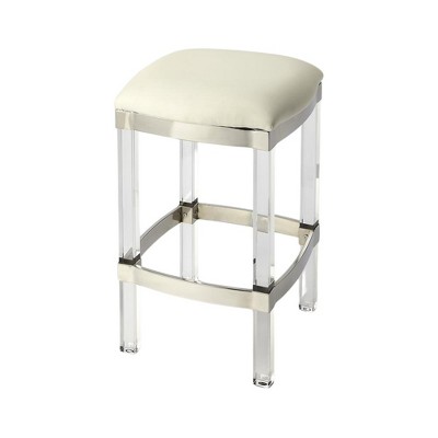 Starlight Canyon Home,White Acrylic Stool with Leather Seat for Counter Use - Clear Bar Stools